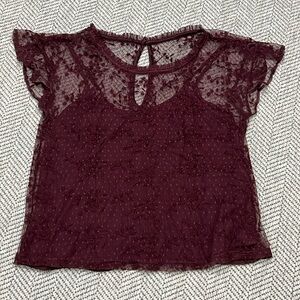Abercrombie & Fitch Lace Burgundy Top